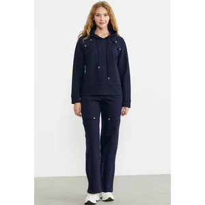 Kapüşonlu Oversize Eşofman Takım - Lacivert