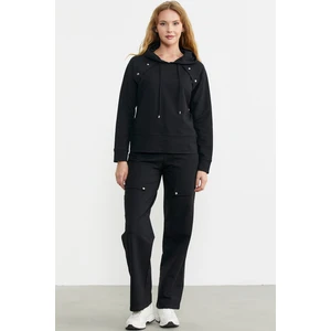 Kapüşonlu Oversize Eşofman Takım - Siyah