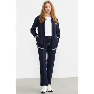 Fermuarlı  Örme Kombinli Eşofman Takım - Lacivert