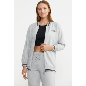 Fermuarlı  Örme Kombinli Eşofman Takım - Gri