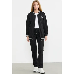 Fermuarlı  Örme Kombinli Eşofman Takım - Siyah