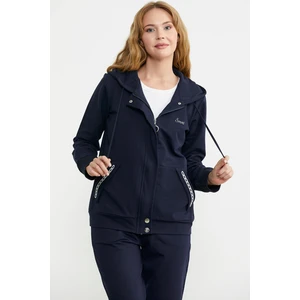 Fermuar Kapamalı Kapüşonlu Eşofman Takım - Lacivert