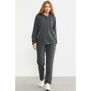 Fermuar Kapamalı Kapüşonlu Eşofman Takım - Antrasit