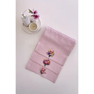 3'lü baskılı mutfak havlu takımı - pembe el havlusu seti - ekstra yumuşak - 30x50  cm  - çiçek bahçesi