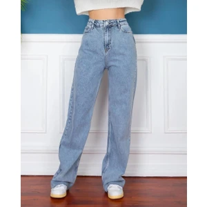 Pass&pass 2021 Kadın Likralı Palazzo Jeans Kot Denim Pantolon - Kar