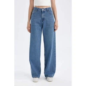 Wide Leg Yüksek Bel Uzun Jean Yıkamalı Pantolon D8102AX24AU