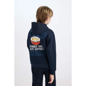 Erkek Çocuk Lacivert Kapüşonlu Sırt Baskılı Sweatshirt D3048A824WN