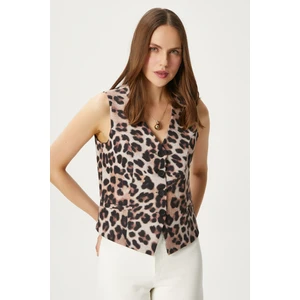 Kadın Style Leopar Astarlı Dokuma Yelek