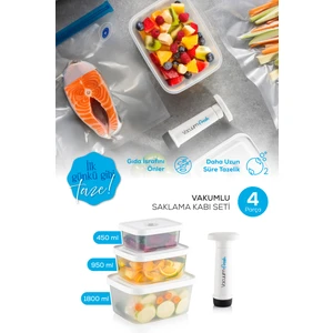 Vacuumfresh 4 Parça Vakumlu Gıda Saklama ve Vakum Pompa Seti