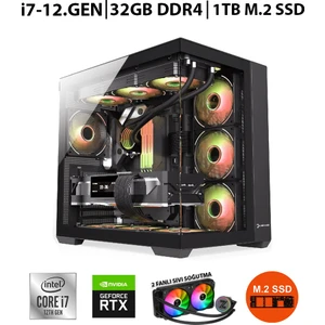 Blade RTX20 Intel Core I7-12700F 32GB Ram 1 Tb M.2 Nvme 12GB 192BIT RTX3060 Sıvı Soğutmalı Oyuncu Masaüstü Bilgisayar