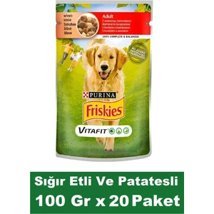 Yetişkin Sığır Etli ve Patatesli Köpek Maması 100 gr x 20 Paket
