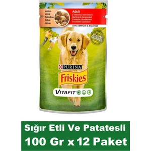 Yetişkin Sığır Etli ve Patatesli Köpek Maması 100 gr x 12 Paket