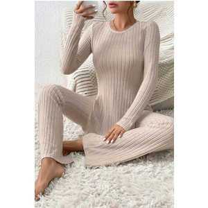 Bella Notte Pamuklu Fitilli Yırtmaç Detaylı Uzun Pijama Takımı