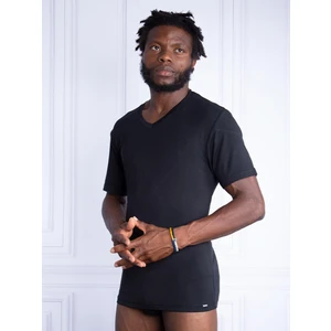 Tender Cotton 2 li V Yaka Kısa Kol Siyah T-Shirt 9671