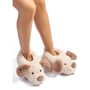 Susam Kadın Hayvanlı Panduf Bej 36/41