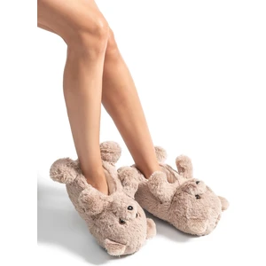 Teddy Kadın,Garson Boy Hayvanlı Panduf Kahverengi 36/41 AA0663