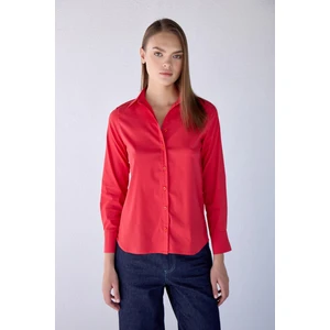 Masha Kate Slim Fit Pamuklu Kırmızı Gömlek