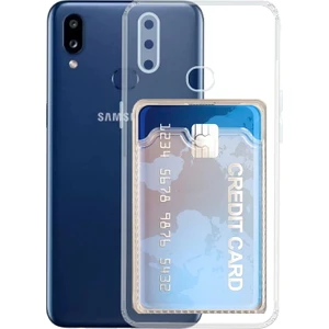 Samsung Galaxy A10S Kılıf Kamera Korumalı Kartlıklı Setra Şeffaf Silikon