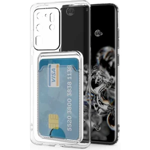 Samsung Galaxy S20 Ultra Kılıf Kamera Korumalı Kartlıklı Setra Şeffaf Silikon