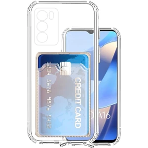 Oppo A16 Kılıf Kamera Korumalı Kartlıklı Setra Şeffaf Silikon