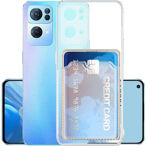 Oppo Reno 7 Kılıf Kamera Korumalı Kartlıklı Setra Şeffaf Silikon