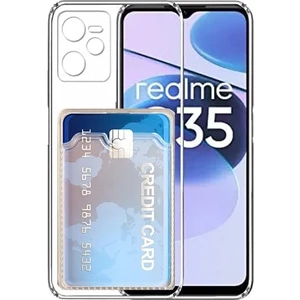 Realme C35 Kılıf Kamera Korumalı Kartlıklı Setra Şeffaf Silikon