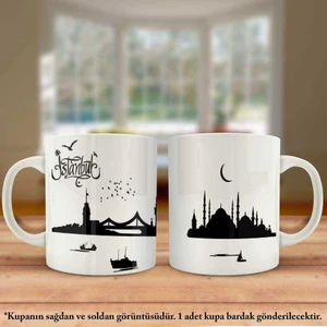 Çift Yön Renkli Baskılı İstanbul Silüeti M1- Şehir Kupa Bardak