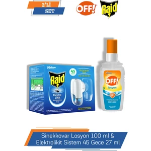 Off! Sinekkovar Losyon 100 ml & Raid Elektrolikit Sistem 45 Gece 27 ml