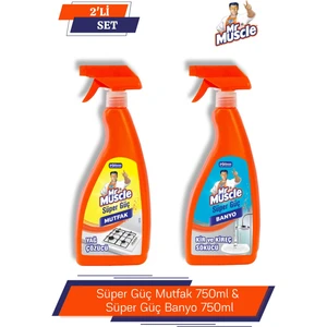 Mr. Muscle Süper Güç Mutfak 750ml &  Süper Güç Banyo 750ml