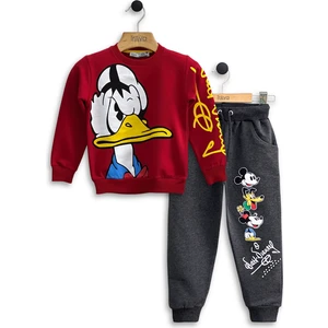 Çocuk Eşofman Takımı-Disney Baskılı 3-9 Yaş Bisiklet Yaka Cepli Mevsimlik Lüks ve Ekonomik