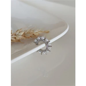 Su Perisi Takı Bijuteri Gümüş Zımbalı Incili Kıkırdak Küpe (Earcuff )