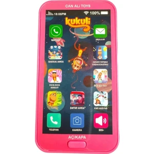 Can Ali Toys Oyuncak Kukuli Telefon Dokunmatik 12 Fonksiyonlu Türkçe Sesli Işıklı Müzikli Lisanslı Pembe Renk