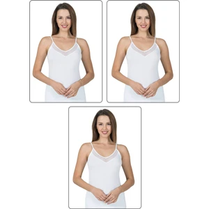 Özkan Underwear 22813 3'lü Paket Kadın Pamuklu Modal Tül Detaylı İnce Askılı Atlet