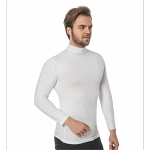 Erkek Uzunkol Balıkçı Yaka Beyaz Yumuşak Penye