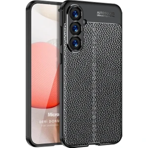 Samsung Galaxy A16 Kılıf Deri Dokulu Silikon Siyah