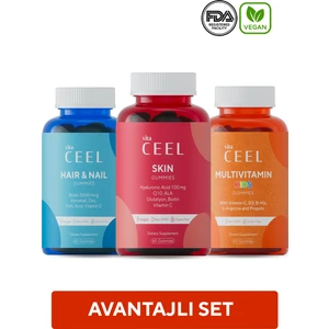 Vita Ceel 3'lü Cilt , Saç&Tırnak ve Çocuk Gummy Vegan Çiğnenebilir Vitamin