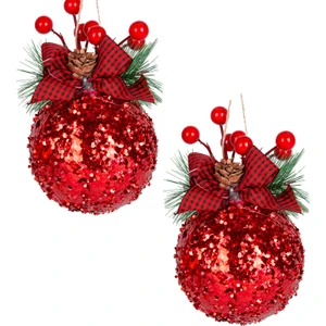 Yılbaşı Süsü 2'li Set Kırmızı 10 cm