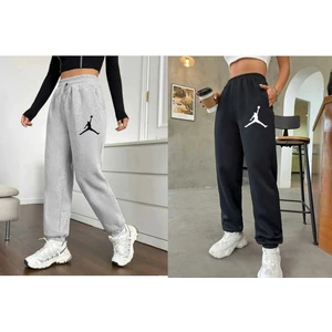 Ikili Kadın Yüksek Bel  Baskı Jogger Eşofman