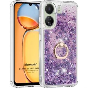 Xiaomi Redmi 13C Kılıf Glitter Liquid Holder Mor