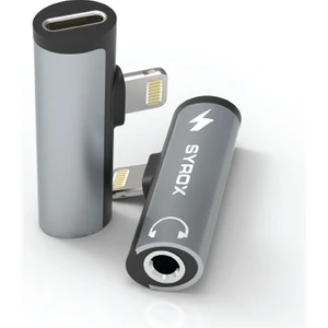 DT30L-LA Lightning - 1xLightning + 1x3.5mm AUX Midi Ses ve Şarj Ayırıcı Dönüştürücü - Gri