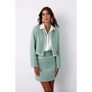 Aksesuar Detaylı Tüvit Ceket - Mint