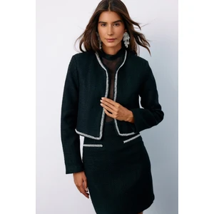 Aksesuar Detaylı Tüvit Ceket - Siyah