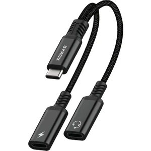 DT40T-TT Type-C - 2xtype-C 2in1 Ses ve Şarj Ayırıcı Dönüştürücü - Siyah