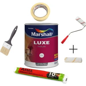 Luxe Parlak Sentetik Yağlı Boya 0.75 Lt Siyah ve Ekipmanları
