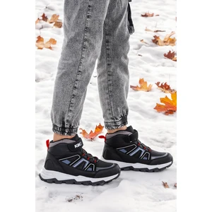 Kiko Kids Kcal Termo Taban Cırtlı Erkek Çocuk Spor Bot Ayakkabı Siyah - Beyaz