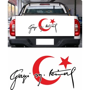 Sticker Usta Türk Bayrağı ve Atatürk Gazi Mustafa Kemal Imza Araba Oto Motosiklet Karavan Sticker 00006