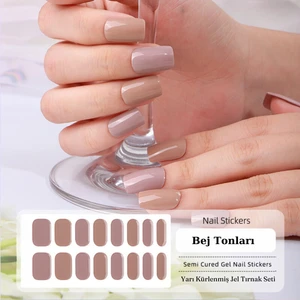 Creative Harbor Jel Tırnak Seti, 16 Adet Jel Tırnak Sticker Uv Işık Setli Jel Tırnak Poly Jel Sticker Nail Art