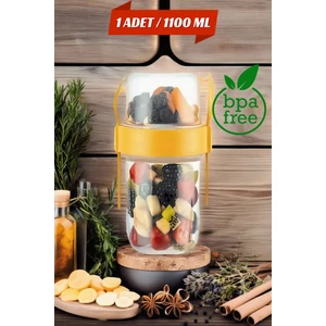 Open Home Concept 1 Adet Diyet & Kahvaltı Için Çatal & Kaşıklı Kapaklı Yoğurt Müsli Salata Meyve Saklama Kabı - 1100ML