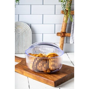 Ny Home Kapaklı Yuvarlak Kristal Saklama Kabı 3 Lt Şeffaf