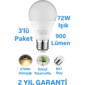 Horoz 9W LED Ampul Günışığı E27 Duy 900 Lümen LED Lamba 2700 Kelvin